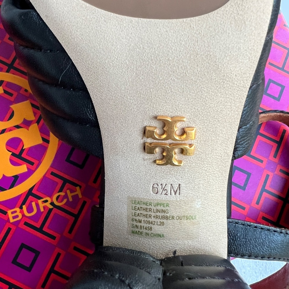 TORY BURCH Kira Quilted 55mm Heeled Sandals Black Sz 6.5 NEW - Picture 13 of 14